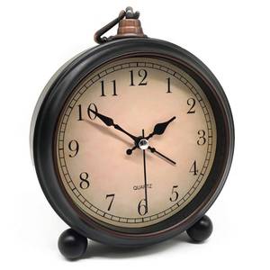 lot 2409 image: Vintage Retro Analog Alarm Clock, 4 inch Super Silent Non Ticking Small Clock with Night Light, Battery Operated, Simply Design, for Living Room, Bedroom, Bedside, Desk, Gift Clock (Arabic)