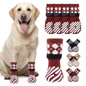 lot 2436 image: LOOBANI Christmas Dog Socks to Prevent Licking Paws - Dog Socks for Hardwood Floors Anti Slip for Traction Control - Dog Grippy Socks for Senior Dog Small Medium Large Dogs on Tile Floors, Red L