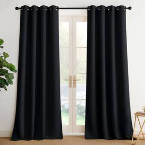 lot 2438 image: NICETOWN Blackout Curtains Grommet 2 Panels Black Drapes 95Inches Long