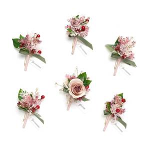 lot 2448 image: Lings moment Boutonniere for Men, 6pcs Groom Groomsmen Boutonniere, Artificial Flowers for Wedding DecorPromHomecoming, etc.Cinnamon Rose Pink