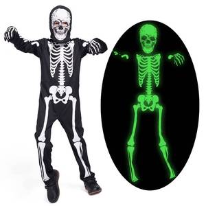 lot 2449 image: Sincere Party Glow In the Dark Skeleton White Bones Skeleton Costume with Gloves&Hood for Kids 9-11years