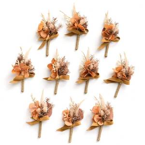 lot 2451 image: Lings Moment Boutonniere for Men, 10pcs Groomsmen Guest Boutonniere, Artificial Flowers for Wedding D�corPromHomecoming,etc.Boho Dried Burnt Orange