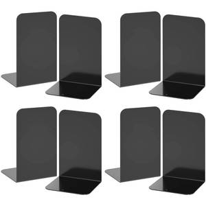 lot 2456 image: VFINE Bookends 4 Pairs, Black Metal Book Ends, Bookends for Shelves, Book Stopper for Heavy Books, Book Dividers for Home Office School Supplies