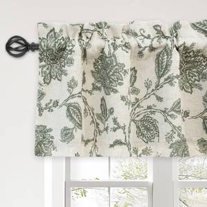 lot 2464 image: DriftAway Freda Jacobean Floral Linen Blend Blackout Thermal Insulated Energy Saving Privacy Window Linen Curtain Valance Rod Pocket 2 Layers Single 52 Inch by 14 Inch Plus 1.75 Header Loden Green