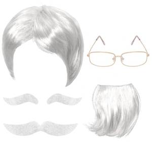lot 2467 image: Gvhntk Old Man Wig And Mustache Set Old Man Costume Kit Grandpa Costume Accessories Grey Wig Fake Beard Eyebrows Glasses for Men Adults Teens for Halloween