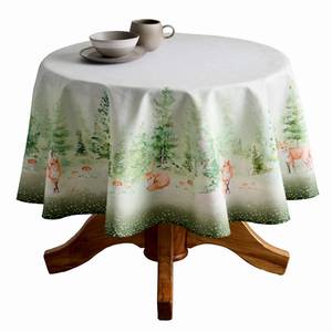 lot 2468 image: Maison d Hermine Table Cloth Round Table 100% Cotton 69 Inches Fall Tablecloth Reusable Everyday Use for Thanksgiving Christmas Decorations Dining Farmhouse Party (Winter Mornings)