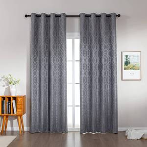 lot 2478 image: Amazon Basics Jacquard 2-Piece 100% Blackout Curtains, Living Room and Bedroom Drapes, Thermal Insulated Window Treatment, 52x95, Grey