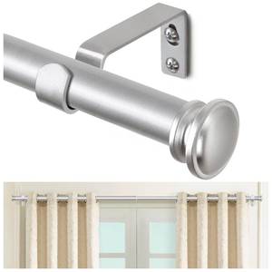 lot 2490 image: TONIAL Curtain Rod 32 to 86 Inch(2.6-7.2ft), Telescoping Splicing 34 Drapery Rods for Windows 54 to 82 Inch(4.5-6.8ft) with Small Cap Finial, Silver