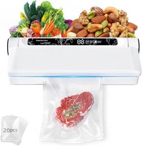 lot 2496 image: Food Vacuum Sealer Machine, 75KPA Strong Suction, DryWet Modes, 20 Vacuum Seal Bags for Food, Digital Countdown Timer, Compact Lightweight, Ideal for Home Kitchen Use