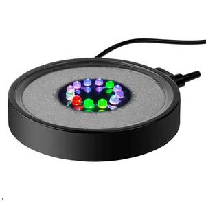 lot 2497 image: NICREW Multi-Colored Aquarium LED Bubbler Stone Disk, Fish Tank Bubbler with Auto Color Changing LEDs