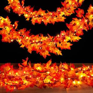 lot 3137 image: Thanksgiving Decorations for Home 9FT Plug in Thanksgiving Garland with Lights 50 Bulbs Maple Leaves Light, Connectable Fall Lights for Indoor Outdoor Harvest Thanksgivings Home Party Decorations