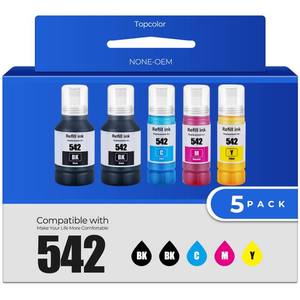 lot 3147 image: Topcolor 542 Ink Refill Bottles ET-5850 ET-5150 ET-5170 ET-16650 ET-5800 542 Ink Refill Bottle Compatible for ET5150 ET5170 ET5850 ET5800 ET16650 ET-16600 ET-5880 ET-5180 ST-C8000 Printer