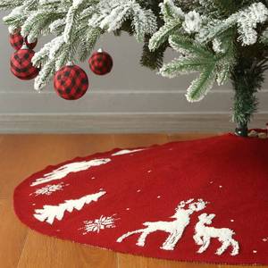 lot 3148 image: Sattiyrch Knit Christmas Tree Skirt,Luxury Cable Knitted Thick Rustic Xmas Tree Decoration (Red 3D, 36)