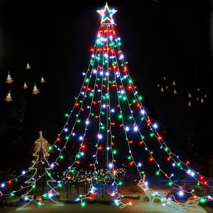 lot 3151 image: BlcTec Outdoor Christmas Lights 344 LED Christmas Star Lights with 9 Strands 11.9ft Waterfall Tree Lights, 8 Modes, Waterproof & Timer for Garden Yard Patio Outdoor Xmas Decorations��Red Green White
