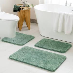 lot 3152 image: MIULEE Bathroom Rugs Sets 3 Piece with Toilet Mat and Runner Rugs, Non Slip Absorbent Microfiber Bath Mats Sets for Restroom, Machine Washable, 20x3024x44U 20x24, Sage Green
