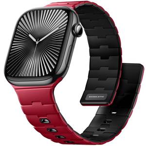 lot 4005 image: Bandletic Magnetic Bands Compatible with Apple Watch Band 44mm 45mm 46mm 49mm 42mm(Series 3) for Women Men, Silicone Magnet Sport Strap for iWatch Series 11 10 9 8 7 6 5 4 Ultra SE 3 2 1, RedBlack