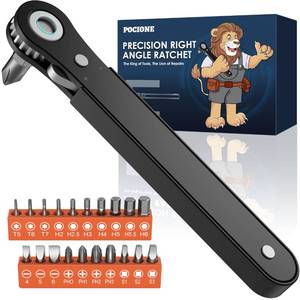 lot 4019 image: Tools for Men Gifts Right Angle Screwdriver T5 T6 T7 Torx Star Bit & Ratchet Allen Wrench Drill Bit Set  Square Drive Bit & Small Ratcheting Wrench Screwdriver Set, Men Husband Dad Stocking Stuffers