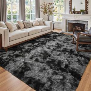 lot 5814 image: 6x9 Ft Large Shag Rugs for Living Room Decor, Tie-Dyed Ultra Soft Fluffy Furry Area Rugs for Bedroom Indoor Floor, Aesthetic Carpet for Kids Home (Dark Grey)