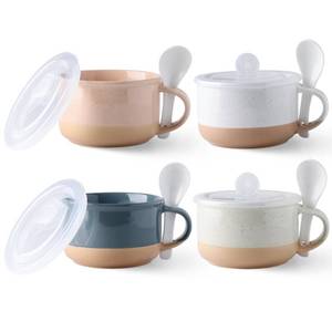 lot 5815 image: GBhome Ceramic Soup Mugs with Handles and Lids,24 OZ Soup Cups Set of 4 with Terracotta Underside,Mug Bowls with Spoon for SoupCerealSaladNoodlesRamenMicroware &Dishwasher Safe-Colorful