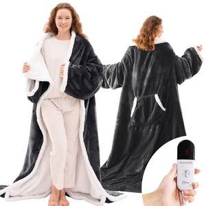 lot 5816 image: JOLLYVOGUE Wearable Heated Blanket - Heating Electric Blanket with Sleeves & Foot Pocket, Heated Throw for Adult, Birthday Gifts with 7 Heat Settings & fixed 4h Auto Shut-off (5070 Inch, Dark Grey)