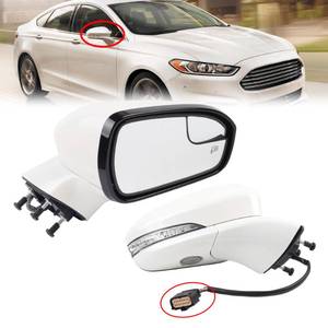 lot 5818 image: Dasbecan Right Passenger Side Mirror Assembly Compatible with Ford Fusion 2016-2020 Power  Heated  Turn Signal  Puddle Light  Manual Folding l FS73-17682  White  7Pins