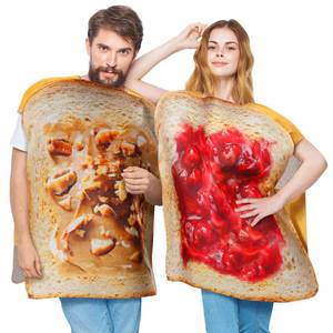 lot 5830 image: Liitrsh 2 Sets Couple Peanutbutter and Jelly Costume for Adults Funny Halloween Cosplay Food Costume Outfit for Halloween Party