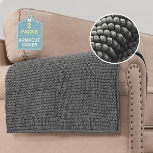 lot 5831 image: H.VERSAILTEX Plush Chenille Couch Armrest Cover 2 Packs Thick and Soft Sofa Covers Furniture Protector Cover for Pets (27.5 x 27.5, Grey)