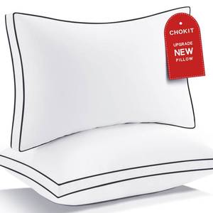 lot 5836 image: Premium Pillows Queen Size Set of 2, Fluffy and Supportive 7D Down Alternative Bed Pillows, Luxury Soft Hotel Quality Gusseted Pillow for Side Back Stomach Sleepers, Relief Neck Head and Shoulder Pain