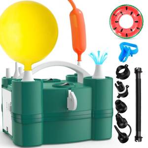 lot 5846 image: LooLaa Balloon Pump 3-in-1 Triple Inflating Ports Electric Air Pump for All Latex 260q Foil Mylar Balloons Inflation, Quick-Fill Inflator Deflator for Pool Floats Air Beds Inflatables-Green