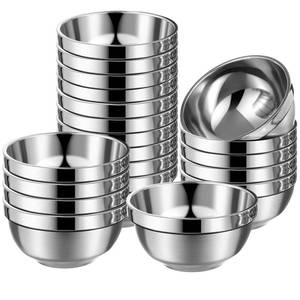 lot 5852 image: Mimorou 30 Pack 304 Stainless Steel Bowls Set 13oz Metal Double Walled Insulated Snack Mixing Lightweight Multipurpose Toddler Dinner Bowls for Ice Cream, Cereal, Snack