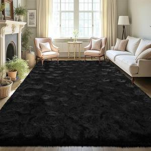 lot 5854 image: LOCHAS Ultra Soft Indoor Modern Area Rugs Fluffy Living Room Carpets for Children Bedroom Home Decor Nursery Rug 3x5 Feet, Black