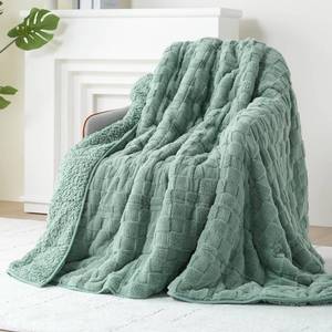 lot 5857 image: Kivik Weighted Blanket for Adult, 15 lbs Checkered Throw Blankets, Soft Dual Sided Heavy Fleece Checkerboard Blanket for Couch Sofa Bed, Twin Size 48 x 72 Inches, Sage Green