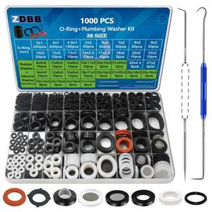 lot 6207 image: ZDBB 1000 Pcs 18 Size O Ring Kit18 Size Rubber Washers Assortment Kit for Plumbing Faucet Water Pipe Garden Hose Washers Shower Heads Gasket Repair and Air or Gas Connections
