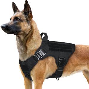 lot 6224 image: rabbitgoo Tactical Dog Harness Medium Sized, Heavy Duty Pet Harness with Handle, No-Pull Service Vest Medium Breed, Adjustable Military Dog Vest for Training Hunting Walking, Black, M