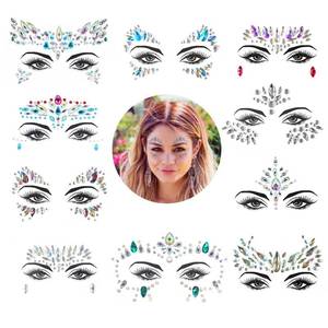 lot 6237 image: Face Gems, 10 Sets Mermaid Face Jewels Festival Gems Rhinestones Rave Eyes Body Bindi Temporary Stickers Crystal Stickers Decoration(Bright)