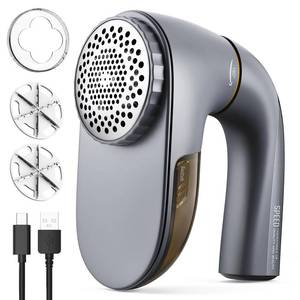 lot 6243 image: POPCHOSE Fabric Shaver, Lint Remover for Clothes, Lint Shaver with 6-Leaf Blades, 2 Speed Sweater Shavers to Remove Pilling for Clothing, Couch, Furniture, Fuzz, USB Rechargeble, Gray��