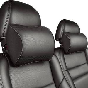 lot 6247 image: Aukee Car Headrest Pillow with Genuine Leather Cover Memory Foam Neck Cushion for Driving Home Office Black (Pack of 2)
