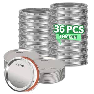 lot 6252 image: Esuduky 36Pcs Mason Jar Lids with Rings Wide Mouth, Upgrade Canning Lids with RingsBands for Ball, Kerr Jars and More, Split-Type with Leak Proof & Airtight, Food Grade Material for Mason Jars
