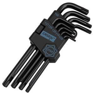 lot 6261 image: DISEN 9 Pieces Torx Star Allen Wrench Set, Long Arm Star Key Set T10-T50, Chrome Vanadium Steel