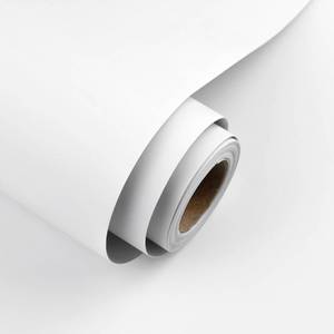 lot 6274 image: White Peel and Stick Wallpaper 15.7x118 Solid Colour Contact Paper Modern Removable Self-Adhesive Vinyl Wallpaper for Room Walls Shelf Countertops Cabinets