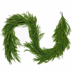 lot 6283 image: Christmas Garlands Norfolk Pine Garland Real Touch Artificial Faux Greenery Garland for Holiday Table Mantle Wall Indoor Outdoor Decor 5FT