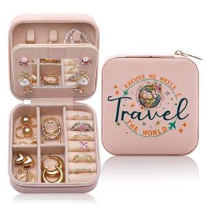 lot 6286 image: Travel Gifts for Women Jewelry Box, Best gifts for International Travelers People Who Love Travel, Flight Attendant Essentials Gifts, Women Weekend Trip Travel Stuff Travel Jewelry Case Organizer
