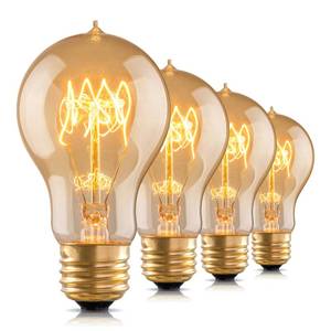 lot 6303 image: runquiz Warm Incandescent Light Bulbs 60 Watt,A19A60 Vintage Style Edison Bulbs E26,Soft Yellow Light Bulbs,Amber Bulbs,Retro Light Bulb Old Fashioned,Halogen Dimmable Edison Bulb Squirrel Cage