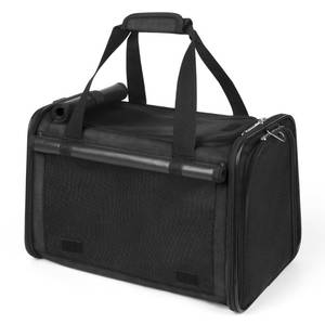 lot 6304 image: YUDODO 25 lbs Lightproof Soft Sided Large Cat Carrier for Small Pet Dog Airline Approved Travel Bag Puppy Carriers with Side Pockets & Reflective Mesh, Foldable Portable for Outdoor Car Black
