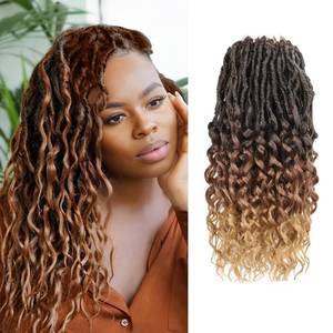 lot 6305 image: Deep Faux Locs Crochet Hair 14 Inch 8 Packs Goddess Locs Crochet Hair 1B3027 Soft Loc Faux Loc Crochet Braids with Curly Ends Prelooped Deep Wave Croceht Braids for Black Women(Black to Blonde)