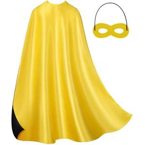 lot 6316 image: Adult Superhero Cape & Mask Set - Double-Sided Yellow & Black Super Hero Capes and masks for Men Women Dress-Up Parties
