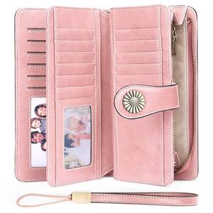 lot 6317 image: SENDEFN Wallets for Women Leather Credit Card Holder with RFID Blocking Large Capacity Wristlet