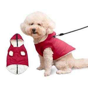 lot 6325 image: Vecomfy Fleece Lining Dog Hoodie with Harness Built in,Extra Warm Small Dog Jacket in Winter Puppy Coats with Hooded,Red XS