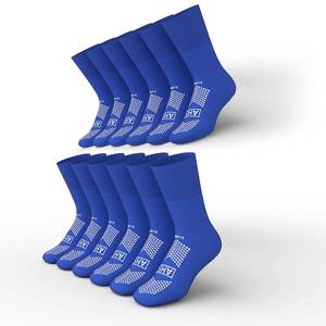 lot 6331 image: AMERICAN HOSPITAL SUPPLY AHS Slipper Socks  Blue X-Large Polyester-Spandex Knit Grip Socks with Elastic Cuff  Pack of 6 Non Skid Socks