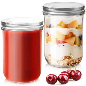 lot 6336 image: Showvigor 2 Pack 16oz Wide Mouth Jars- Glass Canning Jars with Airtight Lids for Jam, Honey, Jelly, Meal Prep, Overnight Oats, Salad, Yogurt, Wedding Favors & Food Preserving